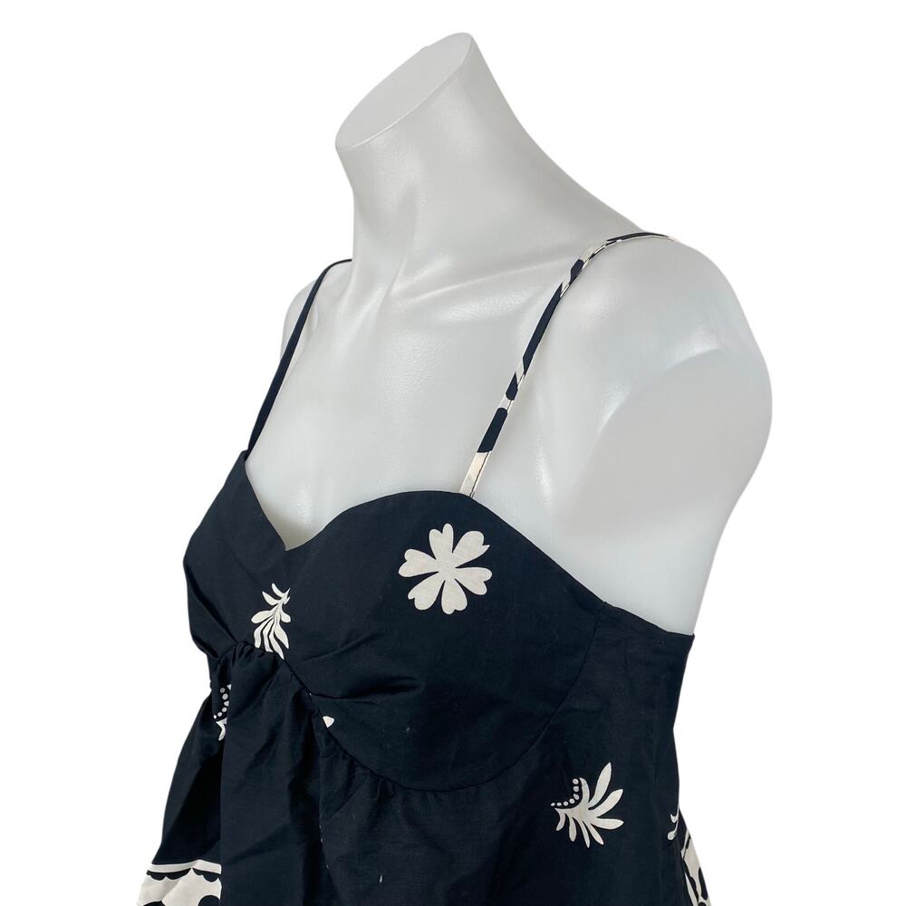 NEW Zara Womens Black Floral Smocked Sleeveless Flare Peplum Camisole Tank Top M - Picture 3 of 7